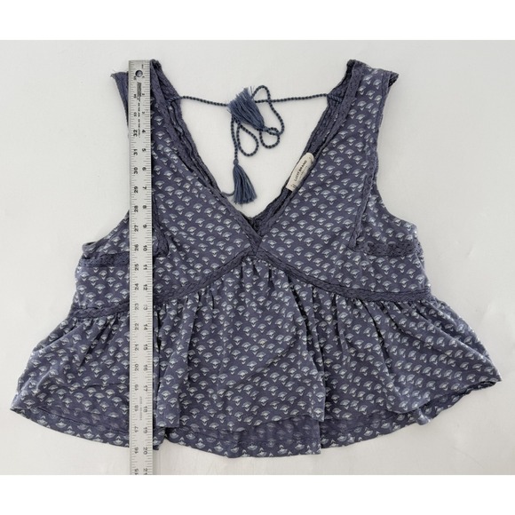Lucky Brand Blue Cropped Babydoll Crochet Peplum Tank Top Sz L Boho Y2K Festival - Picture 8 of 9